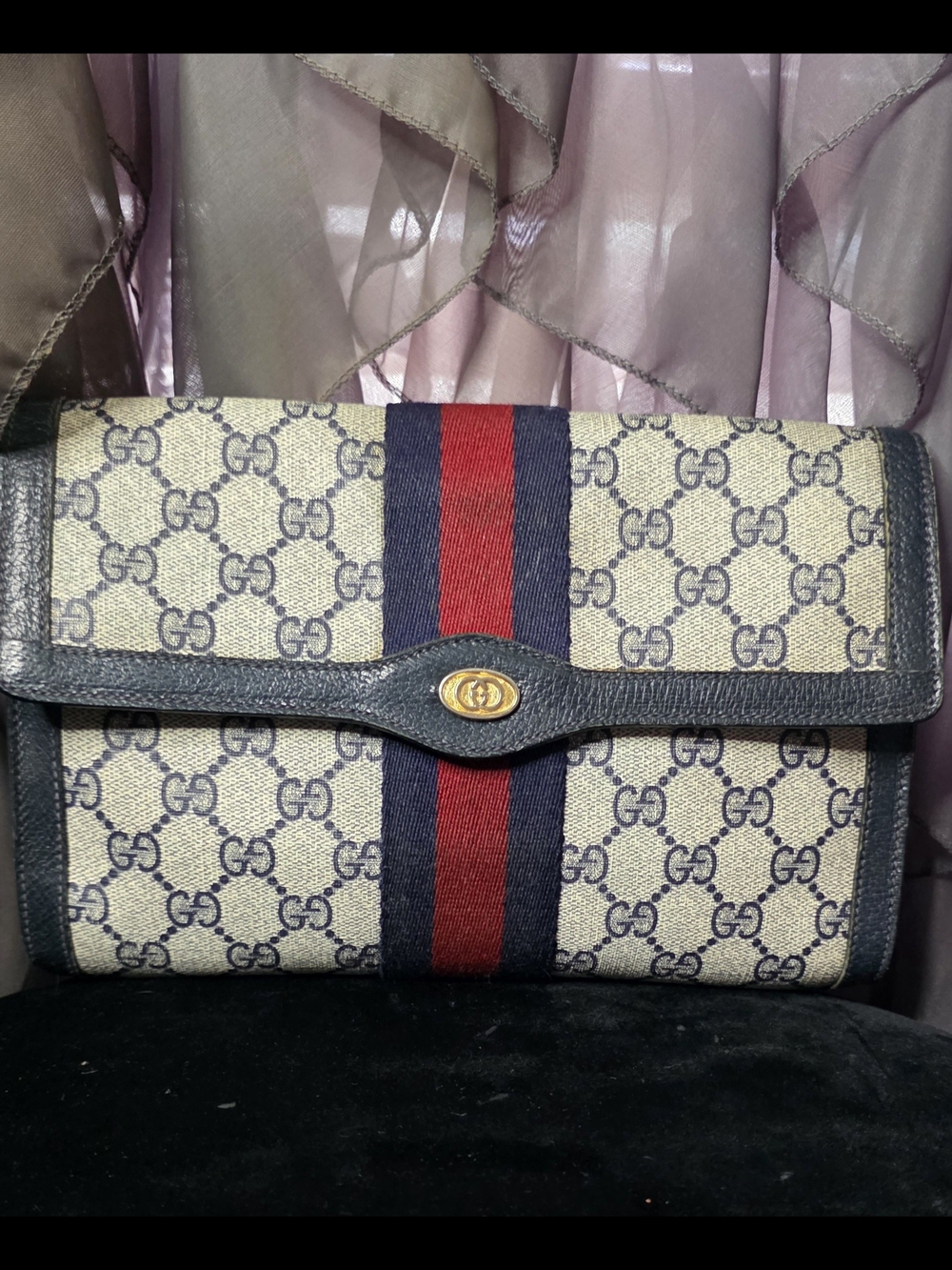 Gucci Blue GG Canvas Clutch Authentic ❤️💙